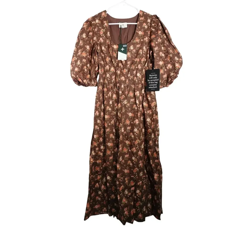 NWOT Tuckernuck Brown Floral Midi Dress x Shea McGee - Picture 2 of 12